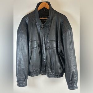 Vintage Cosa Nova Men's Black Genuine Leather Jacket Motorcycle Bomber Sz XL EUC